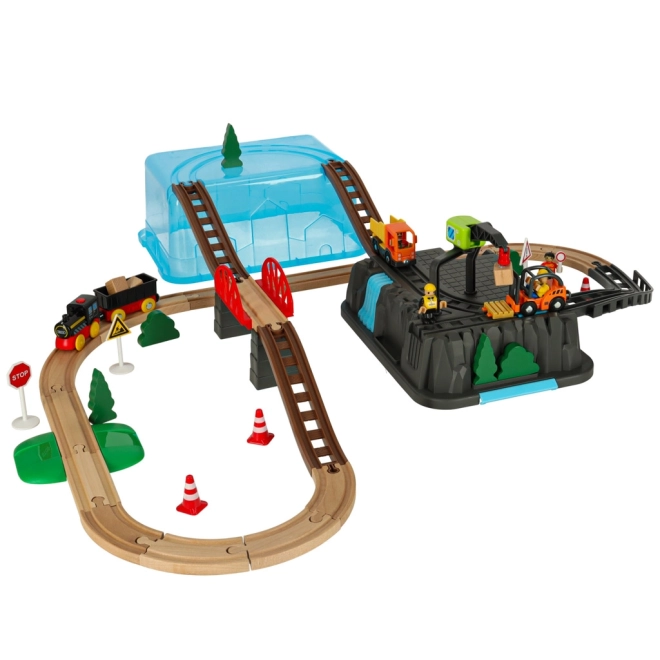 Construction Play Set with Train and Track - 55 Pieces