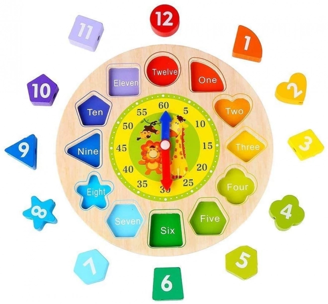 Wooden Educational Clock & Shape Sorter