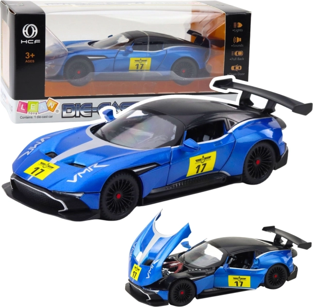 Metal sports car 1:22 Lights Sounds Drive Blue