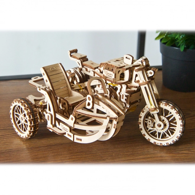 Ugears 3D Wooden Mechanical Puzzle Motorcycle with Sidecar