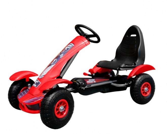 Racing Pedal Go-Kart XL for Kids 3+ Red + Inflatable Wheels + Adjustable Seat + Freewheel