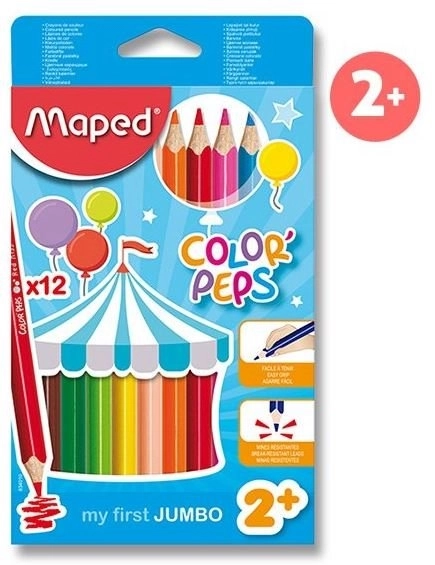 Maped Jumbo Color'Peps Triangular Colored Pencils 12 Pieces