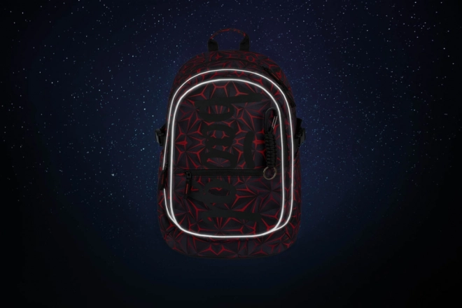 Baagl School Backpack Set - Core Red Polygon