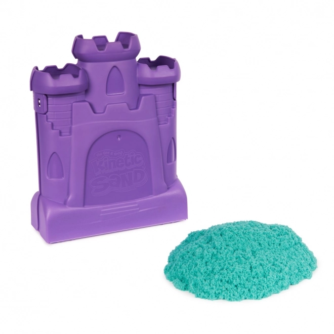 Kinetic Sand Castle Mold with Blue-Green Sand