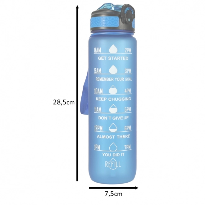 Motivational Pink Water Bottle with Straw and Handle - 1L – blue