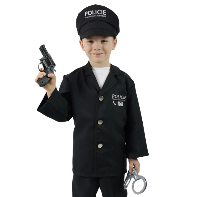 Children's Police Officer Costume with Cap - Czech Print