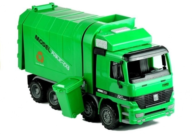 Large Green Garbage Truck with Bin