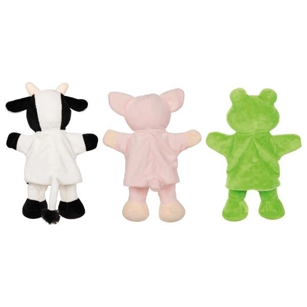 Plush Animal Hand Puppets Set with Legs - Cow, Pig, Frog