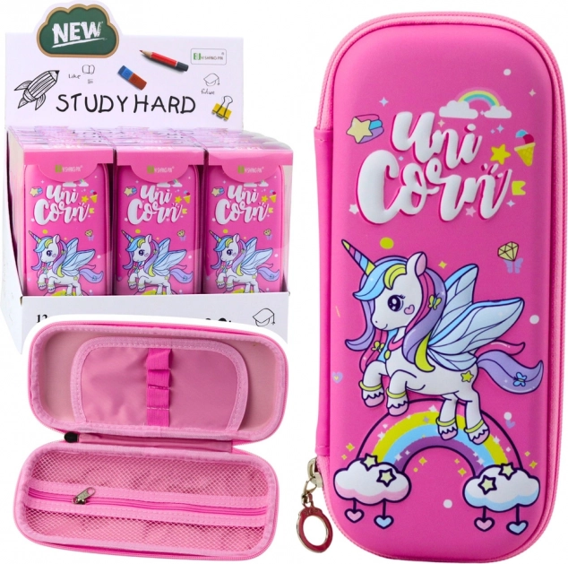 Astuccio scolastico rigido Unicorno rosa