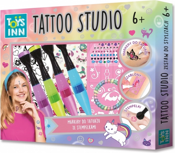 sæt af tatoveringspenne med stempler tattoo studio
