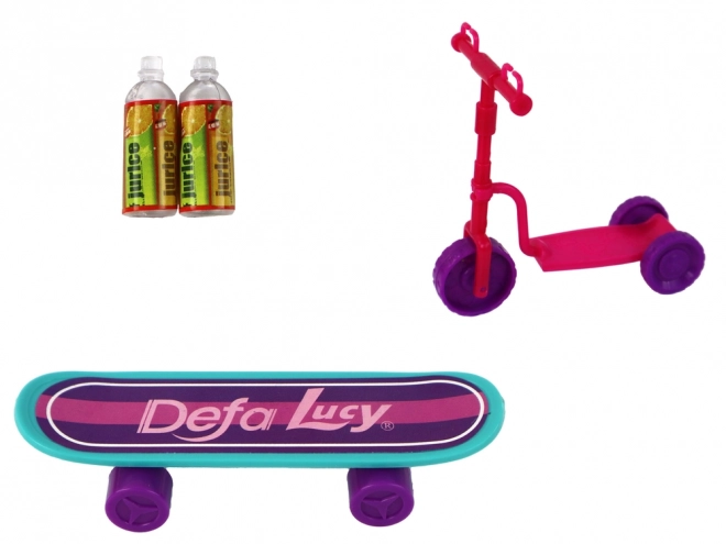 Lucy Dolls Set with Scooter and Skateboard