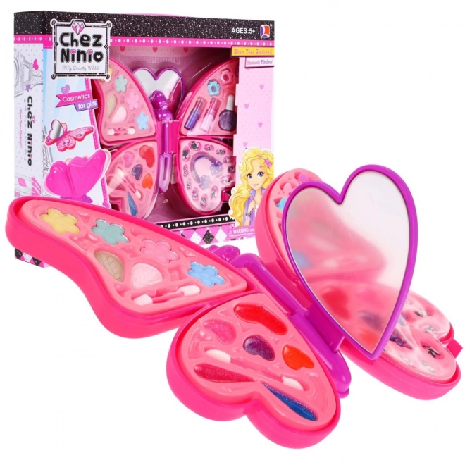 Children's Cosmetic Set Pink Butterfly Makeup & Hair and Nail Accessories