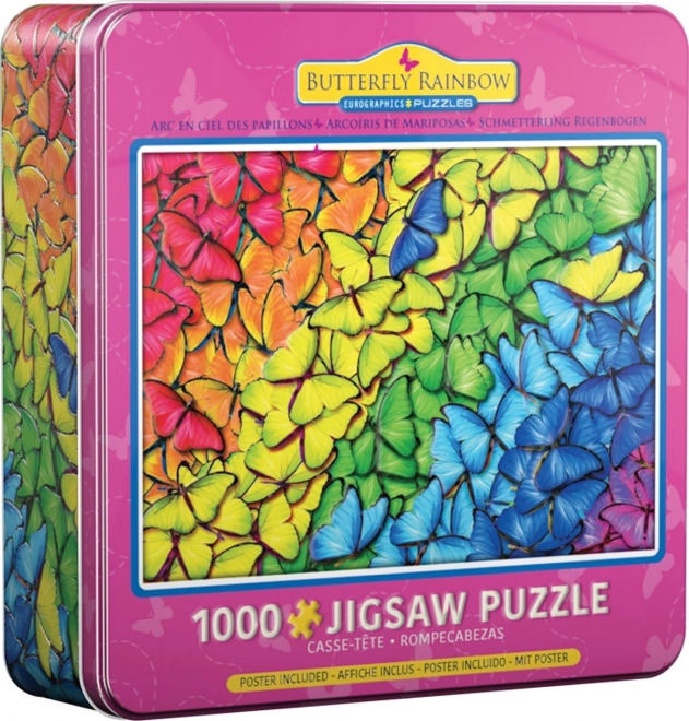 Eurographics Puzzle Metal Tin Butterfly Rainbow 1000 Pieces