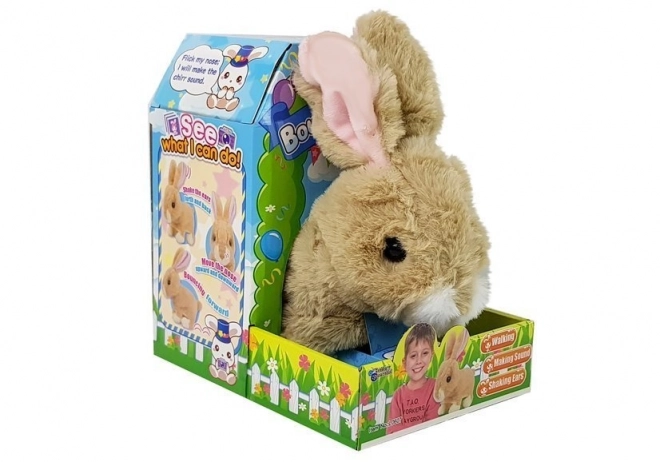 Interactive Cream Bunny Toy with Sound and Ear Movement