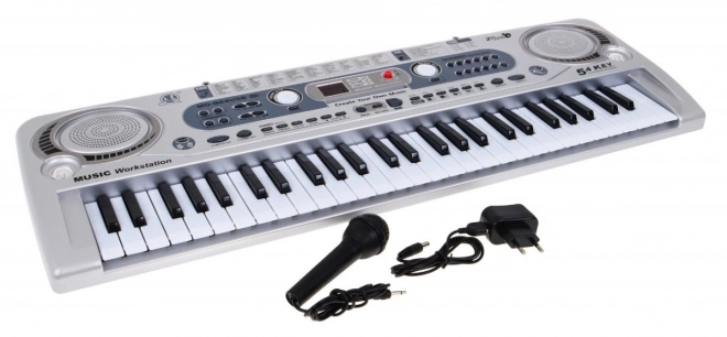 Silver Kids Keyboard with Microphone and Recording Function