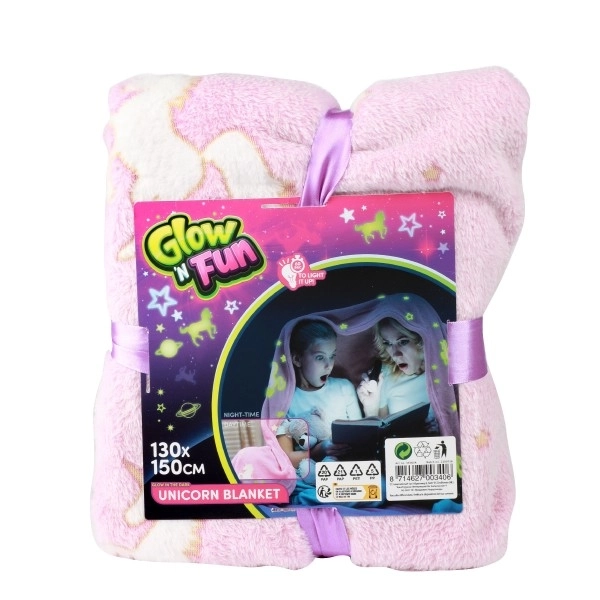 Unicorn Glow in the Dark Plush Blanket