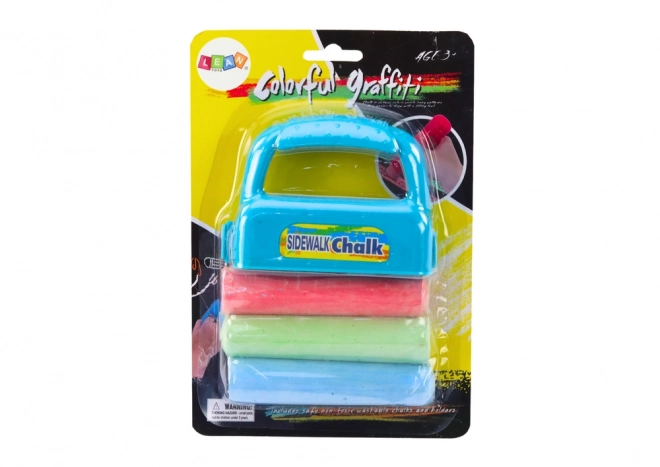 Sidewalk Chalk Set with Holder - Blue