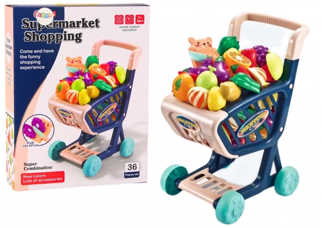 Children's Shopping Cart with Cutting Vegetables