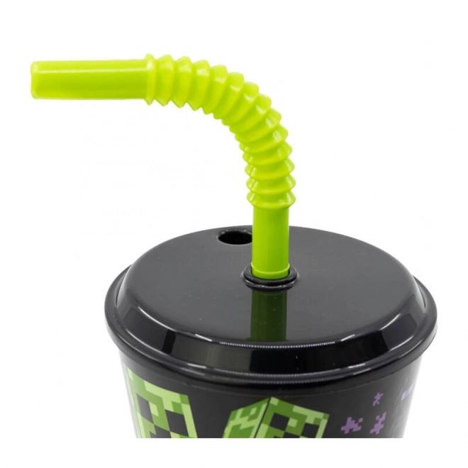 Children's Water Cup with Straw - Minecraft Design