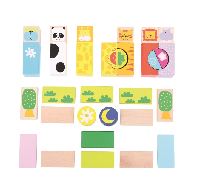 Safari Colorful Wooden Blocks for Kids