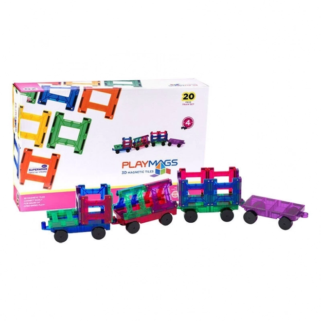 Magnetic 3D Train Blocks Playmags Set