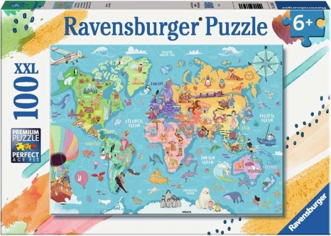 Ravensburger World Map Puzzle XXL 100 Pieces