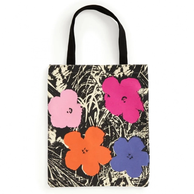 Canvas Tote Bag with Warhol Flowers - Pink