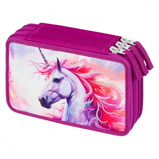 Baagl School Pencil Case Three-layer Unicorn Kingdom