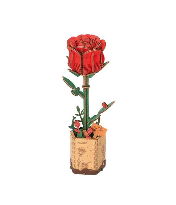 3D Wooden Puzzle Red Rose