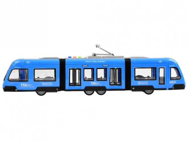 Blue Articulated Tram with Lights and Sound