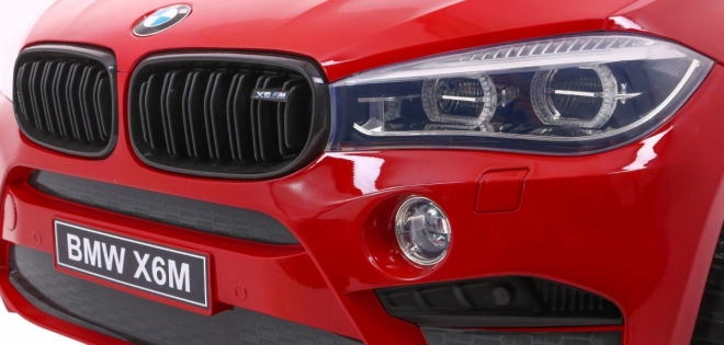 BMW X6M XXL pro 2 děti Červený lak + dálkové ovládání + eko kůže + bezpečnostní pásy + pomalý rozjezd + MP3 + LED
