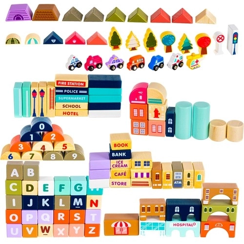 Wooden City Building Blocks Set