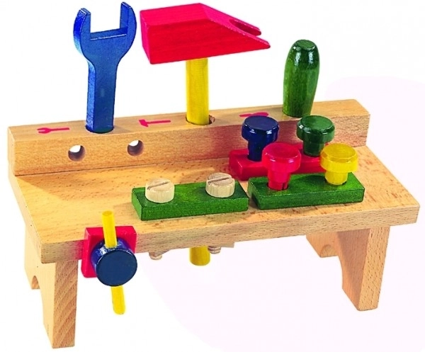 Wooden Workbench with Tools for Kids