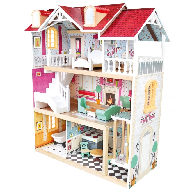 Bino Wooden Three-Story Dollhouse