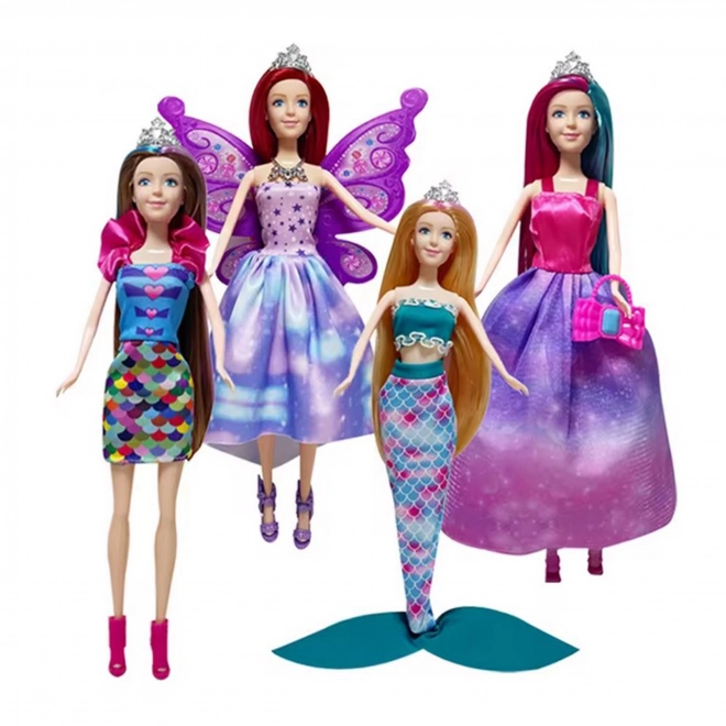 WOOPIE Set di 4 Principesse Magiche - Scatola di Bambole 4 in 1 con Accessori