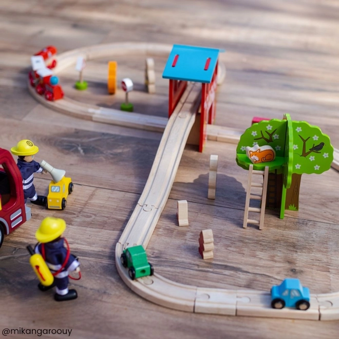 Bigjigs Rail Wooden Fire Station Train Set