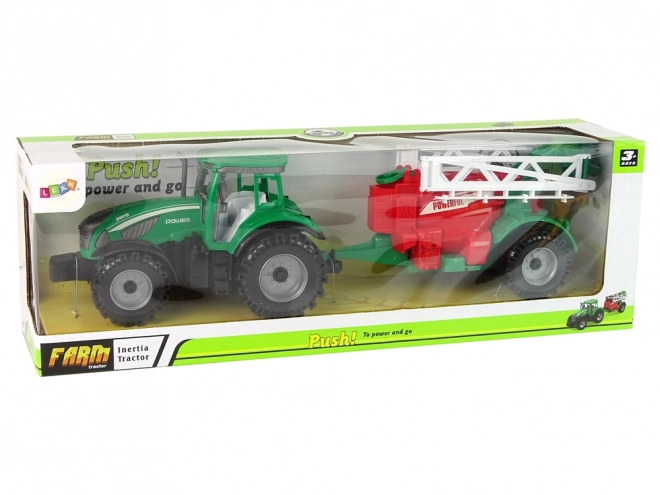 Green Tractor with Red-Green Sprayer Friction Powered