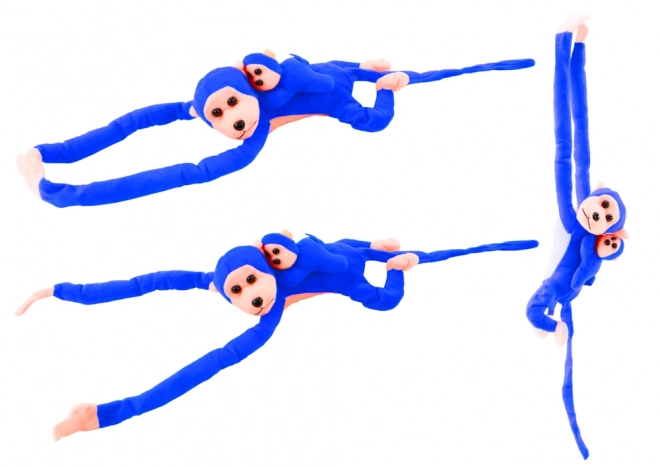 Plush Monkey Toy with Baby 90 cm Blue