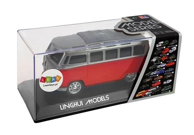 Red Toy Bus with Friction Drive and Lights