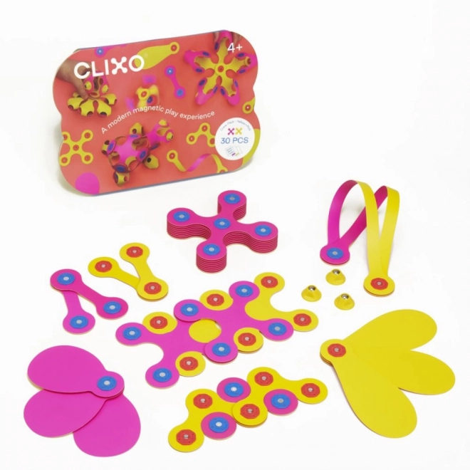 Clixo Magnetic Building Set Pink & Yellow