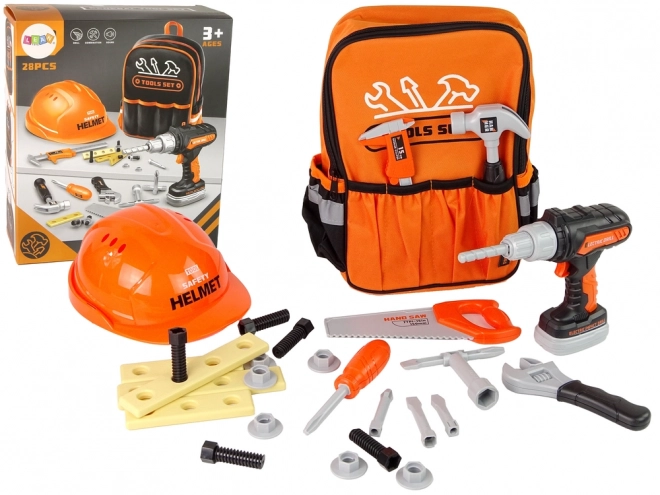 Handyman Backpack Set with Tools and Helmet - Orange