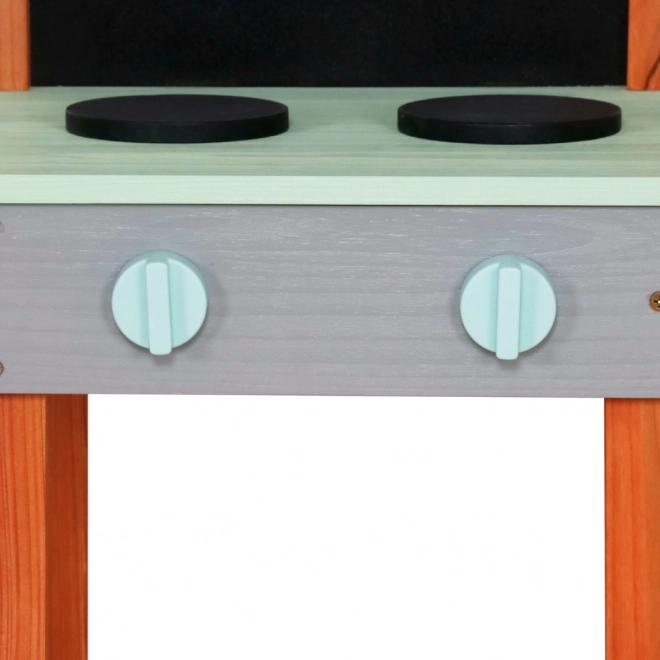 Cuisine de jardin en bois sur roulettes avec accessoires et robinet Lulilo Sableto