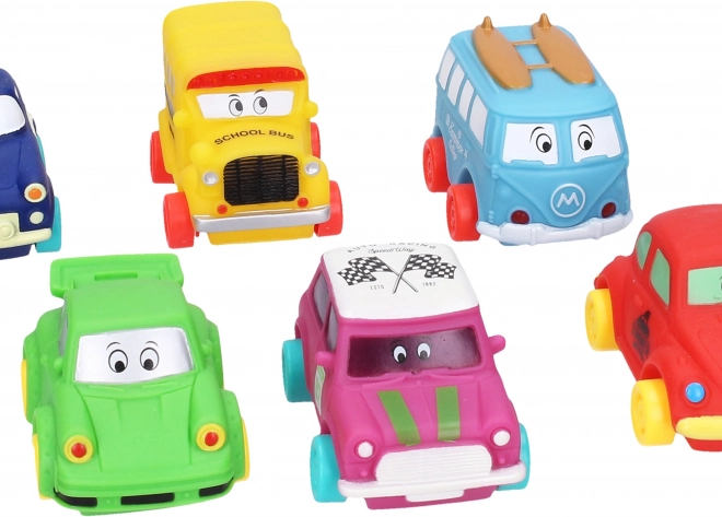 Zacht plastic autootje 9 cm met vrijlopende wielen