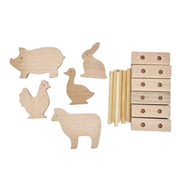 Wooden Farm Building Block Set