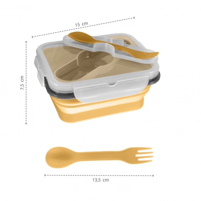 Silicone Snack Box with Cutlery Small Sand Beige