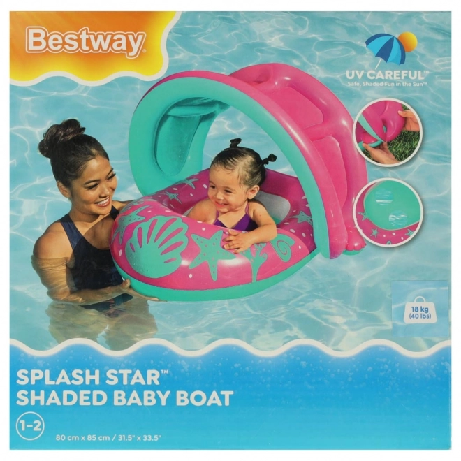 BESTWAY 34091 Barchetta gonfiabile per bambini con sedile e tettuccio rosa 1-2 anni 18 kg