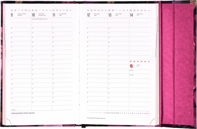 Weekly Magnetic Diary with Purple Flowers 2025