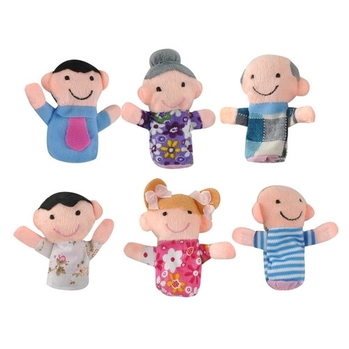 Set of 6 Finger Puppet Plush Toys - Family Characters