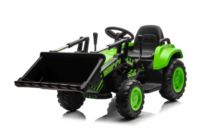 Trattore elettrico per bambini con pala verde