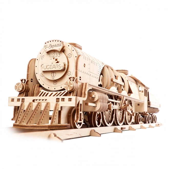 Ugears 3D Wooden Mechanical Puzzle Steam Locomotive V-Express 4-6-2 with Tender